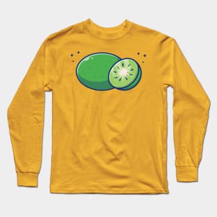 Kiwi And Slices Of Kiwi Cartoon Long Sleeve T-Shirt